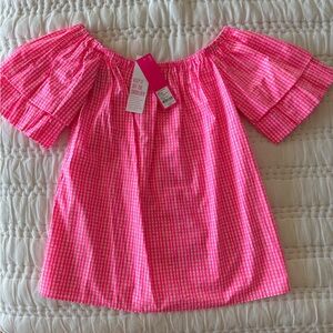 Lily Pulitzer Pink Isle Along the Same Line - off the shoulder top.